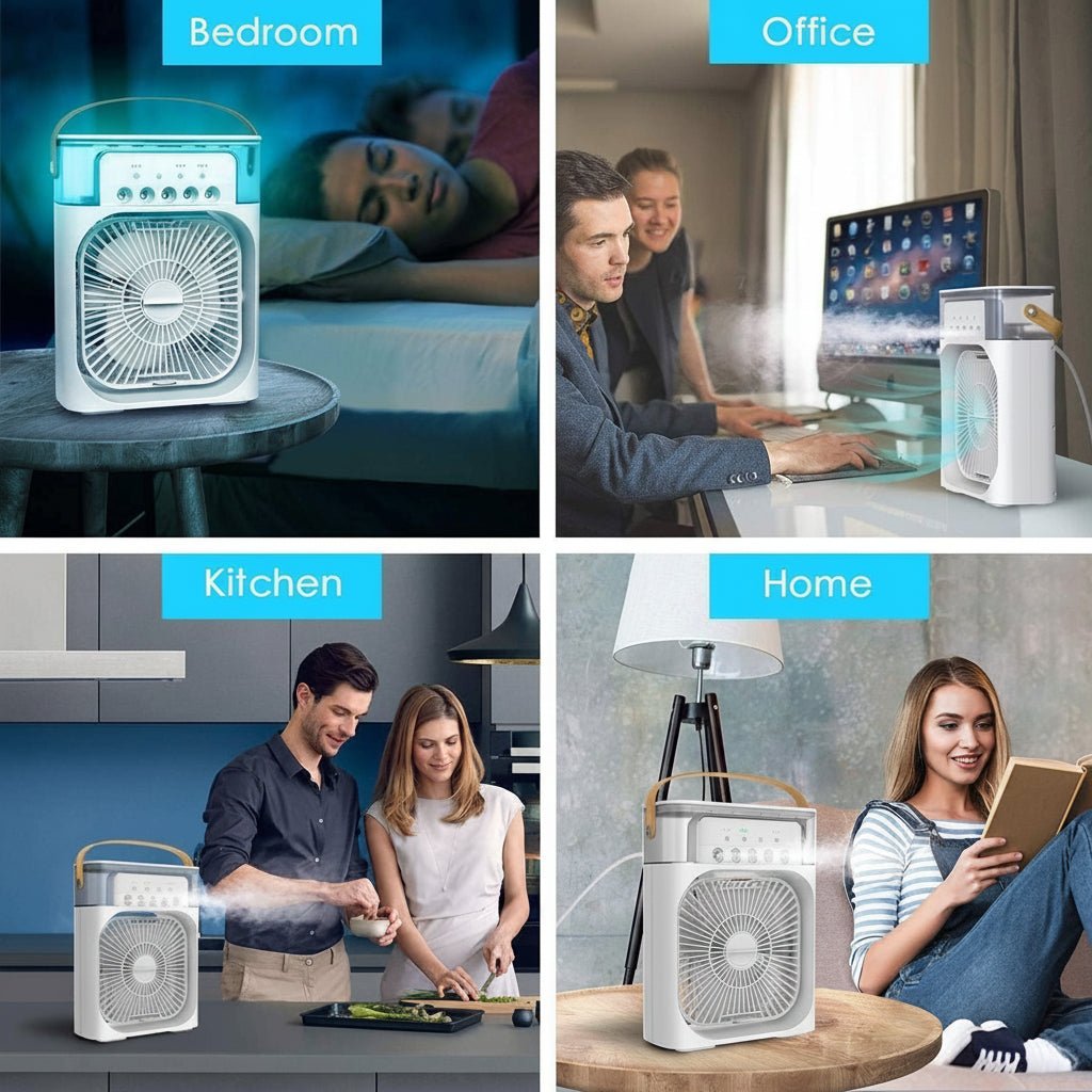 Portabel Mini Luftkylare Med 3 Hastigheter 3 Spraylägen Och LED-Stämningsljus