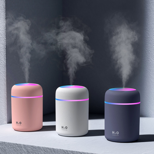 Kompakt Luftfuktare Med Kall Dimma Aromfunktion Och LED-Stämningsljus