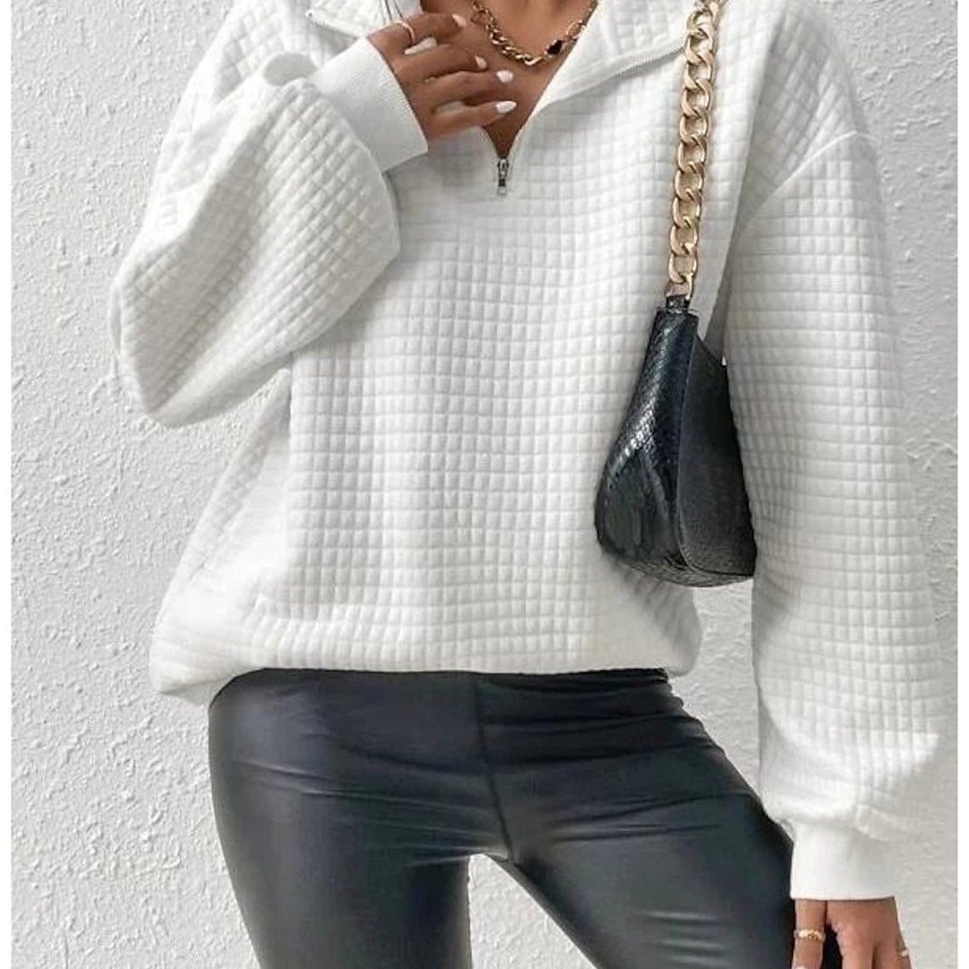 Reidun | Sweatshirt Dam Quiltad Half-Zip Relaxed Fit