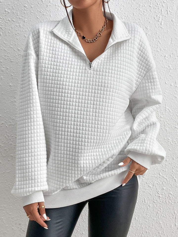 Reidun | Sweatshirt Dam Quiltad Half-Zip Relaxed Fit
