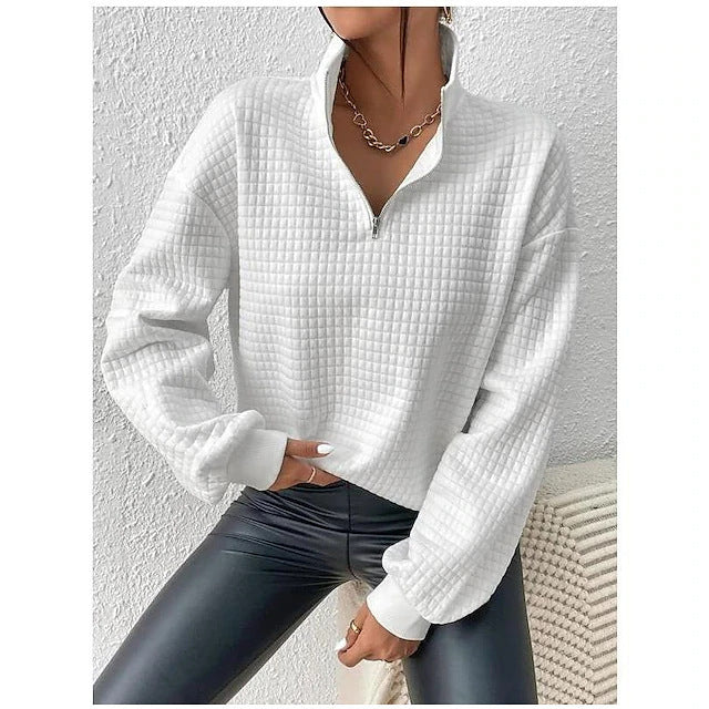 Reidun | Sweatshirt Dam Quiltad Half-Zip Relaxed Fit