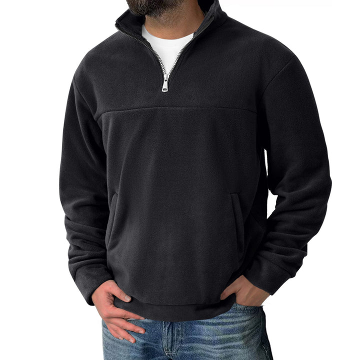 Arnfinn | Fleecetröja Herr Half-Zip Ståkrage Känguruficka