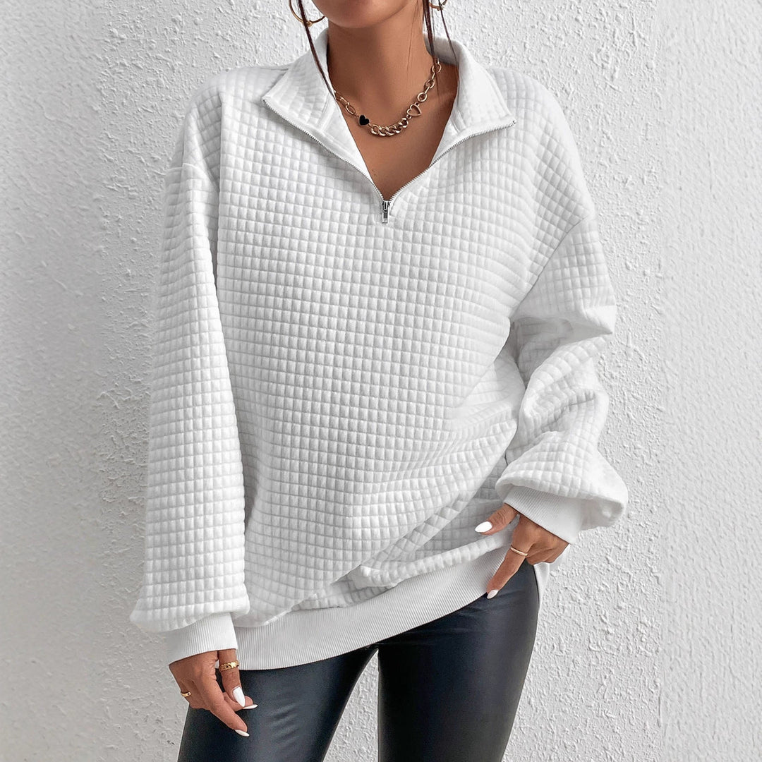 Reidun | Sweatshirt Dam Quiltad Half-Zip Relaxed Fit