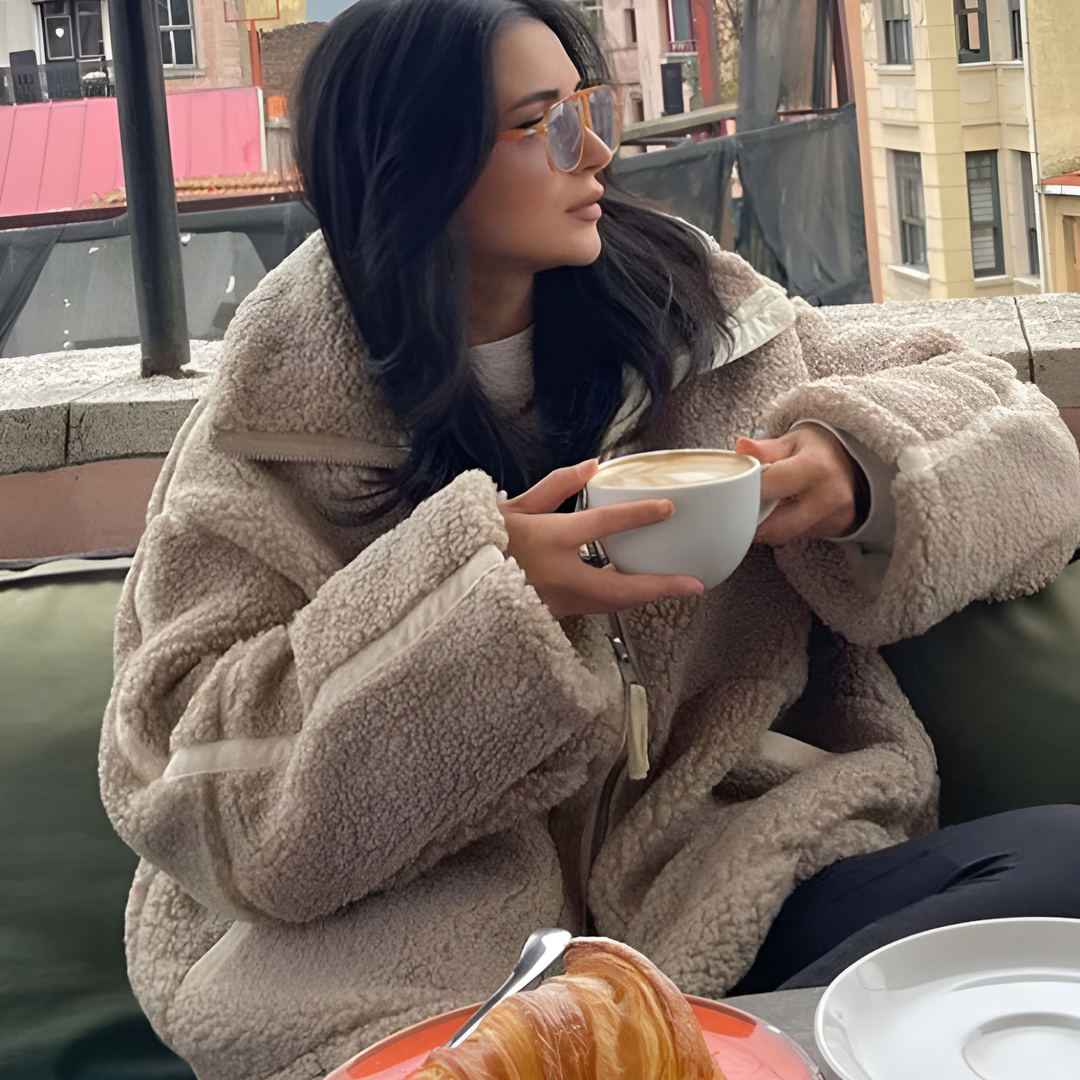Karen | Teddyjacka Dam Fleece Oversized Ståkrage
