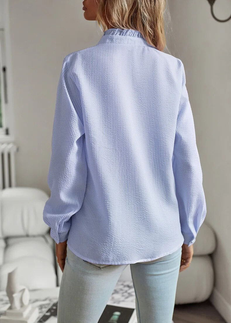 Corinne | Blus Dam Långärmad Med Krage
