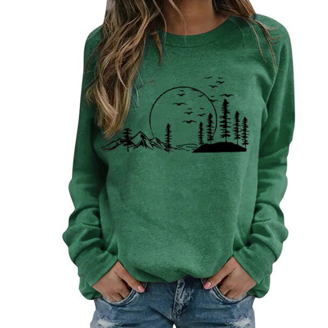 Brynhild | Sweatshirt Dam Naturmotiv Rund Hals Relaxed Fit