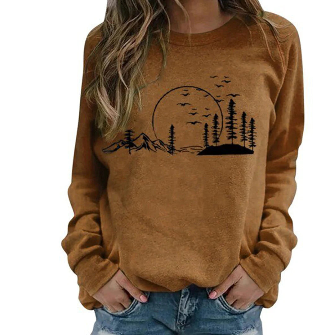 Brynhild | Sweatshirt Dam Naturmotiv Rund Hals Relaxed Fit