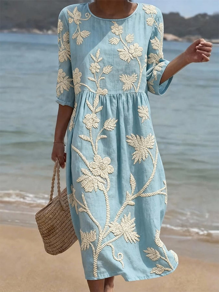 Svea | Midiklänning Dam Vintage Blomdetalj