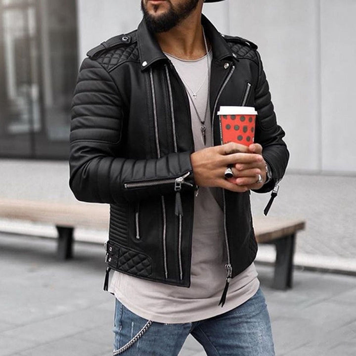 Eilif | Bikerjacka Herr Quiltad Slim Fit Zipdetaljer