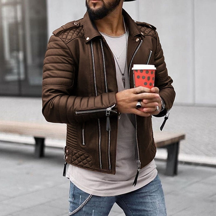 Eilif | Bikerjacka Herr Quiltad Slim Fit Zipdetaljer