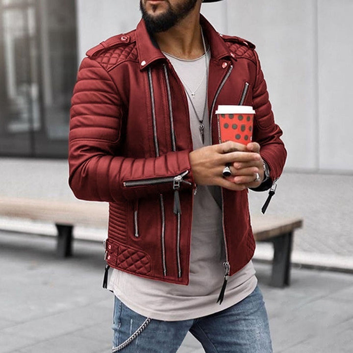Eilif | Bikerjacka Herr Quiltad Slim Fit Zipdetaljer