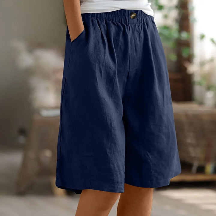 Alva | Linnebyxor Shorts Dam Resårmidja Lös