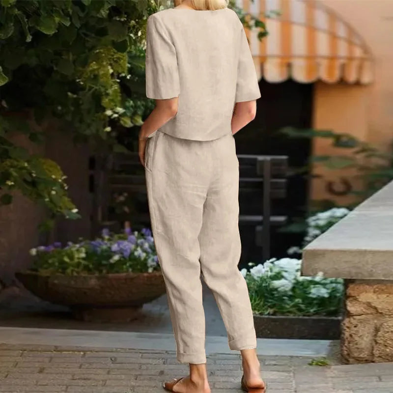 Ida | Set Dam Topp Och Byxor Kort Ärm