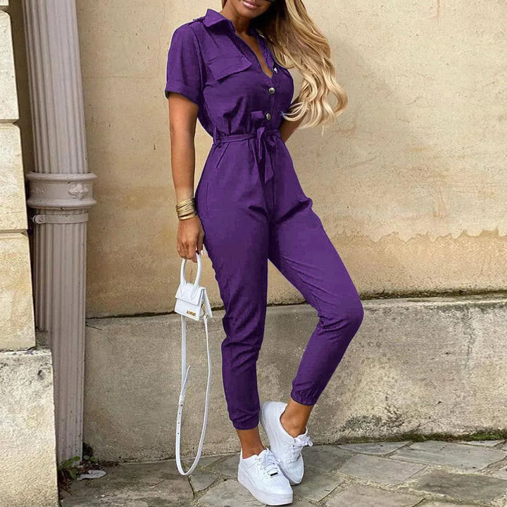 Wilma | Jumpsuit Dam Kort Ärmar Knytbälte