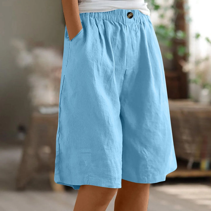 Alva | Linnebyxor Shorts Dam Resårmidja Lös