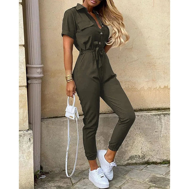 Wilma | Jumpsuit Dam Kort Ärmar Knytbälte
