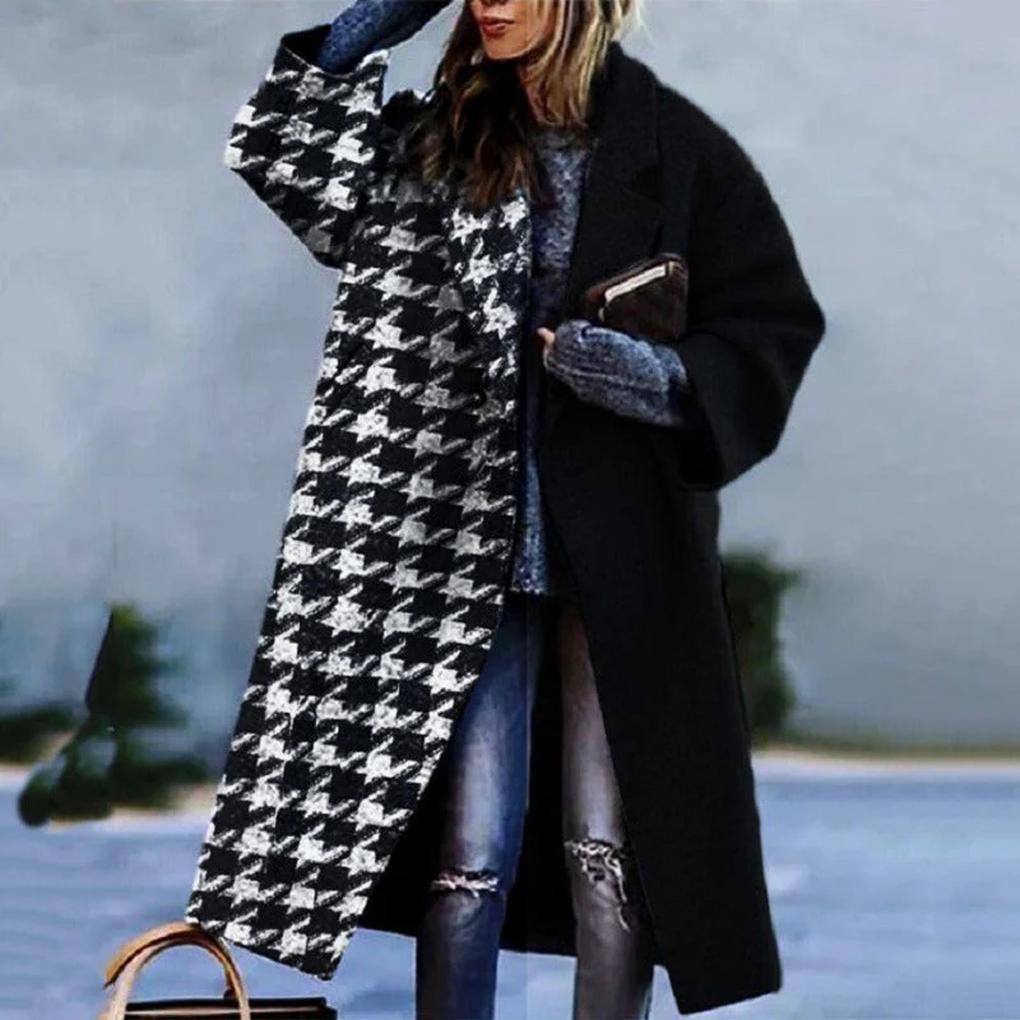 Ragnhildur | Långkappa Dam Rutig Color Block Oversized
