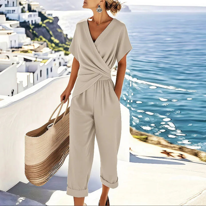 Ronja | Jumpsuit Dam V-Ringad Kortärmad
