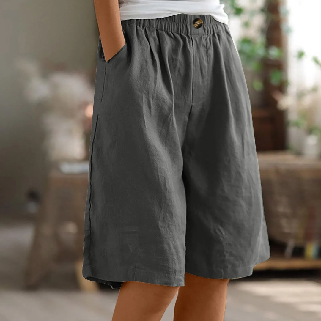 Alva | Linnebyxor Shorts Dam Resårmidja Lös