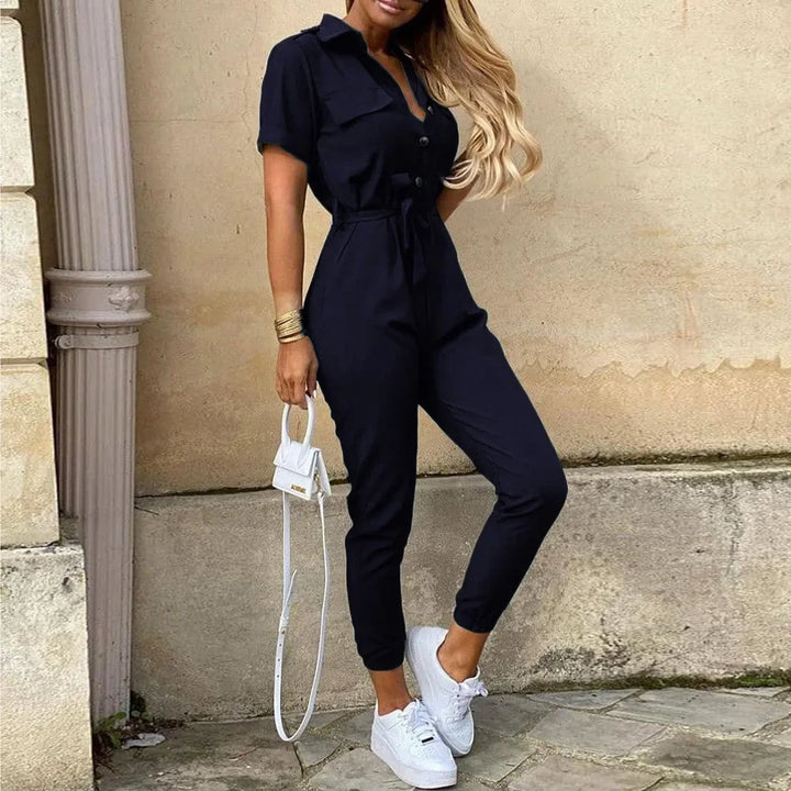 Wilma | Jumpsuit Dam Kort Ärmar Knytbälte