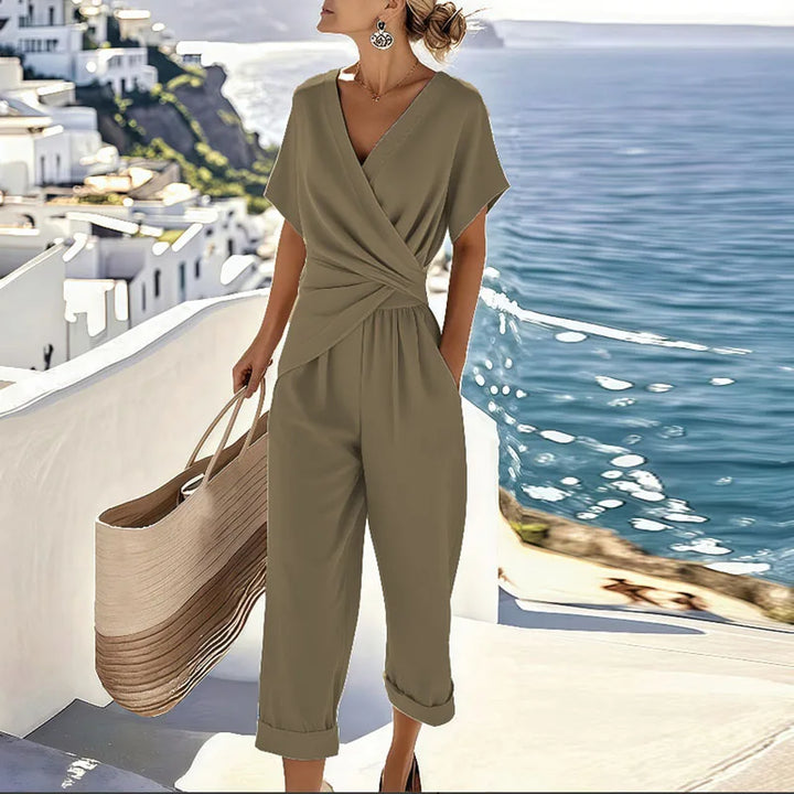Ronja | Jumpsuit Dam V-Ringad Kortärmad