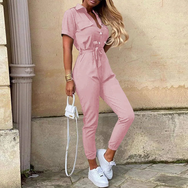 Wilma | Jumpsuit Dam Kort Ärmar Knytbälte