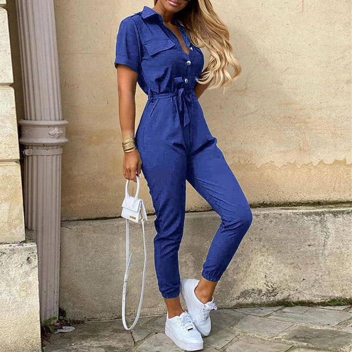 Wilma | Jumpsuit Dam Kort Ärmar Knytbälte