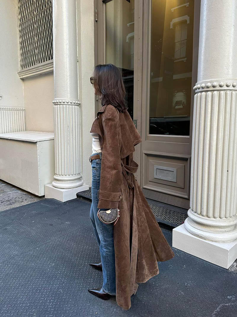 Ingvild | Trenchcoat Dam Lång Knytbälte Slagkrage Epåletter