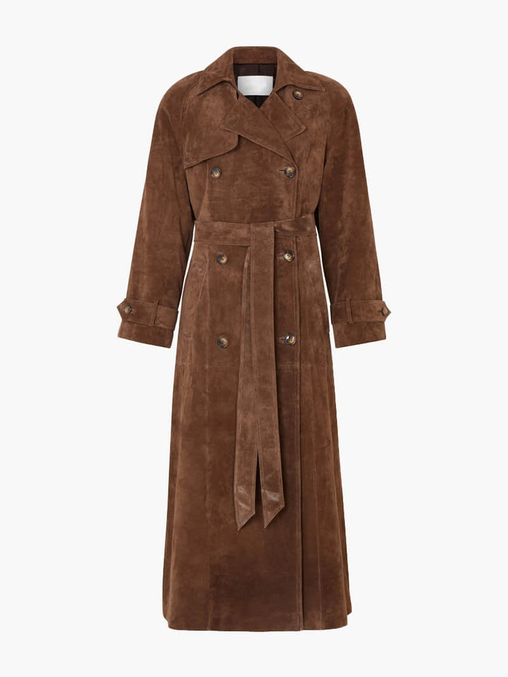 Ingvild | Trenchcoat Dam Lång Knytbälte Slagkrage Epåletter