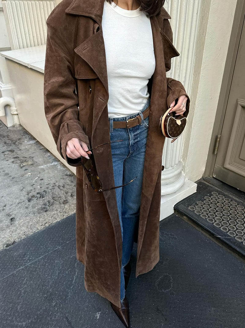 Ingvild | Trenchcoat Dam Lång Knytbälte Slagkrage Epåletter