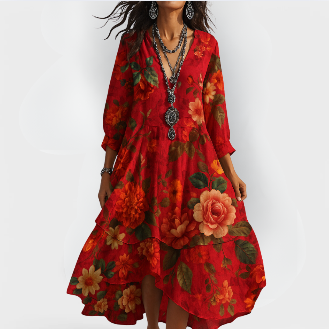 Nova | Midiklänning Boho Blommig