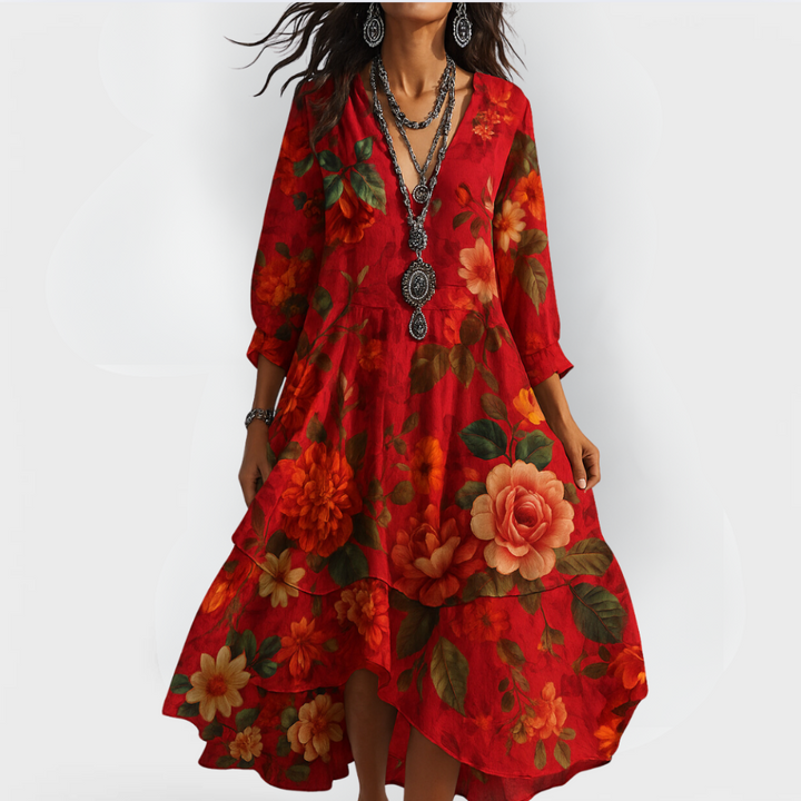 Nova | Midiklänning Boho Blommig