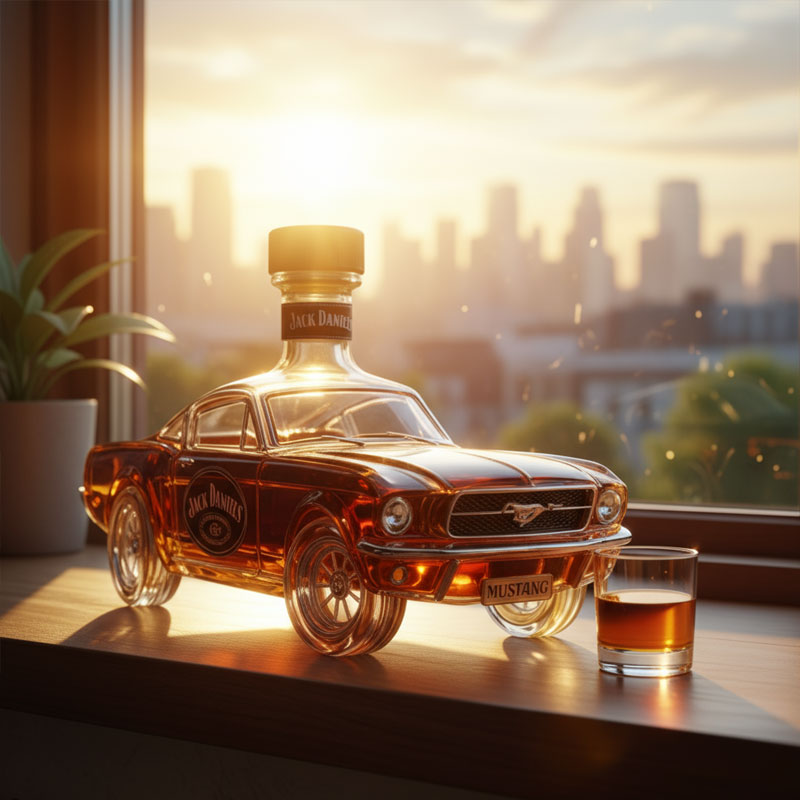 Whiskykaraff I Sportbilsdesign Med Detaljerad Glasform