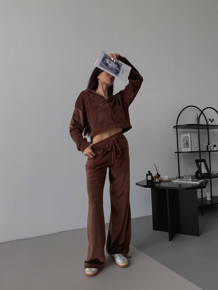 Nora | Velourset Dam 2-Delat Wide Leg
