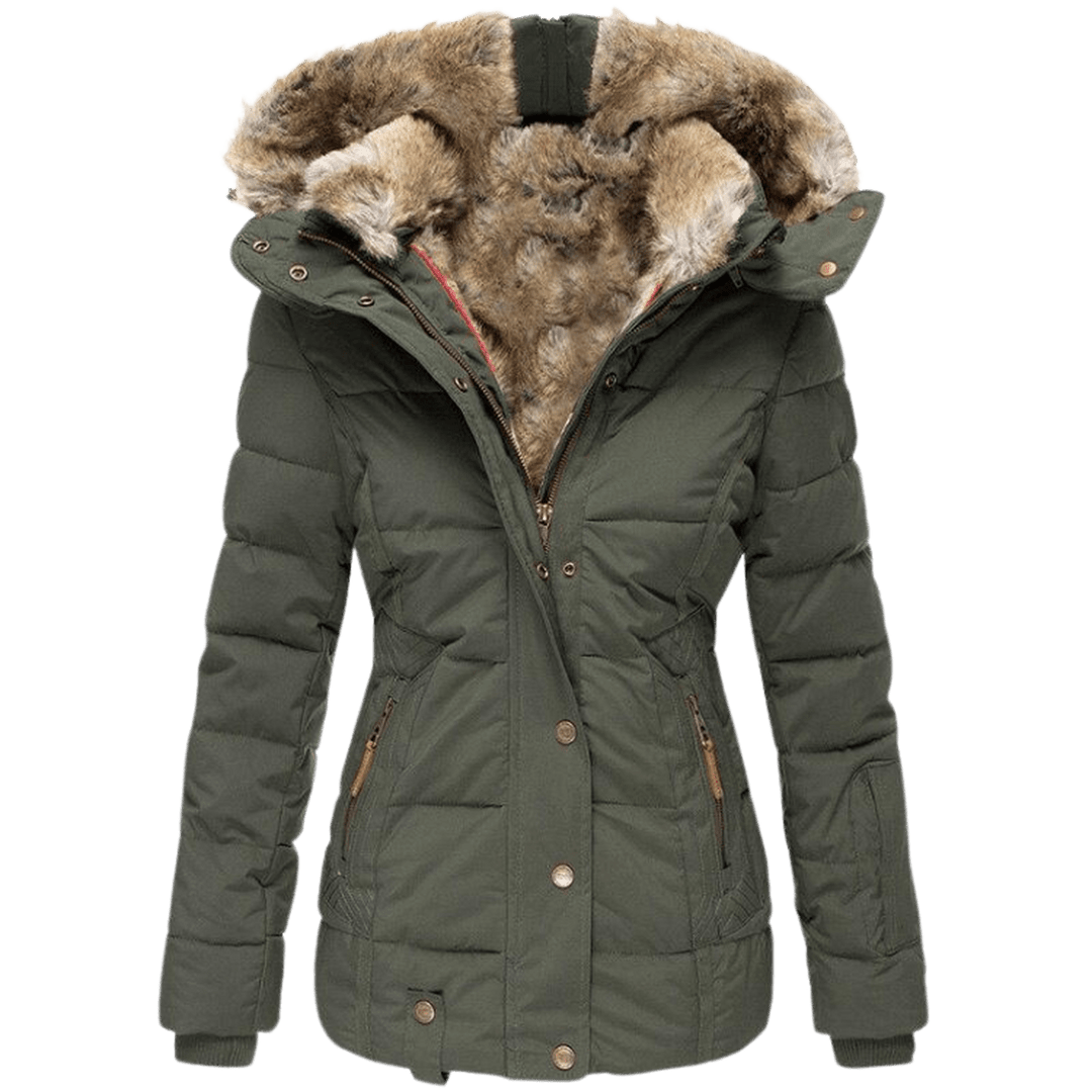 Jannike | Vinterparka Dam Fuskpälsfodrad Slim Fit Med Huva