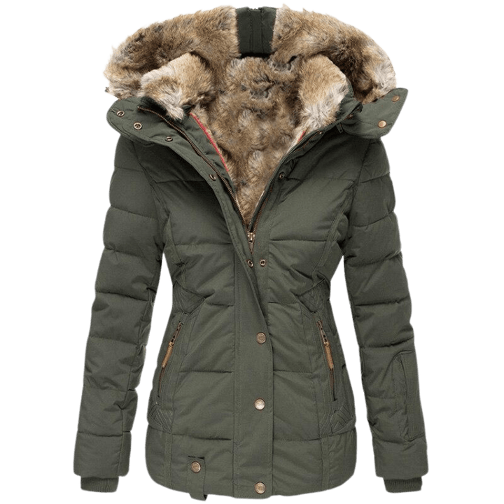 Jannike | Vinterparka Dam Fuskpälsfodrad Slim Fit Med Huva
