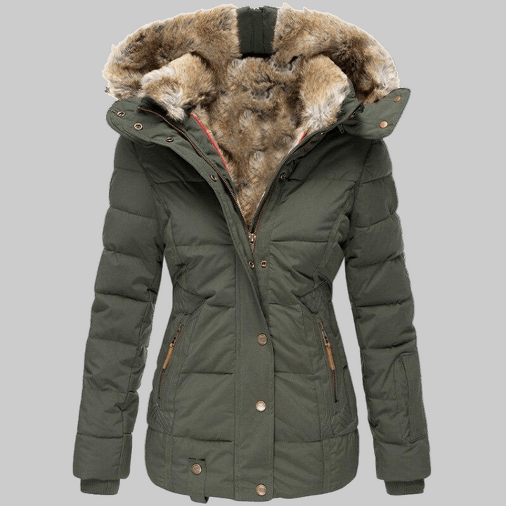 Jannike | Vinterparka Dam Fuskpälsfodrad Slim Fit Med Huva