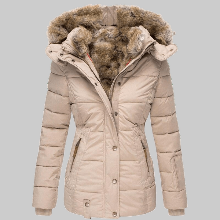 Jannike | Vinterparka Dam Fuskpälsfodrad Slim Fit Med Huva