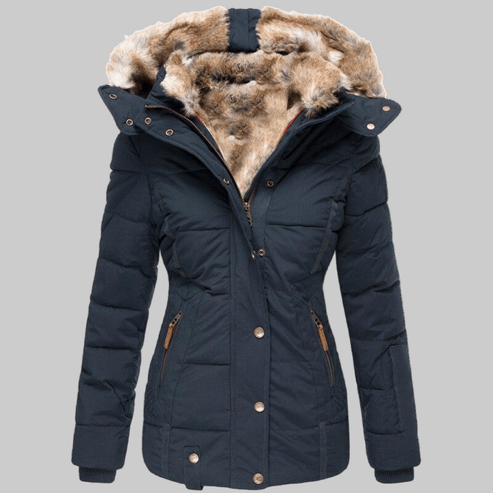 Jannike | Vinterparka Dam Fuskpälsfodrad Slim Fit Med Huva