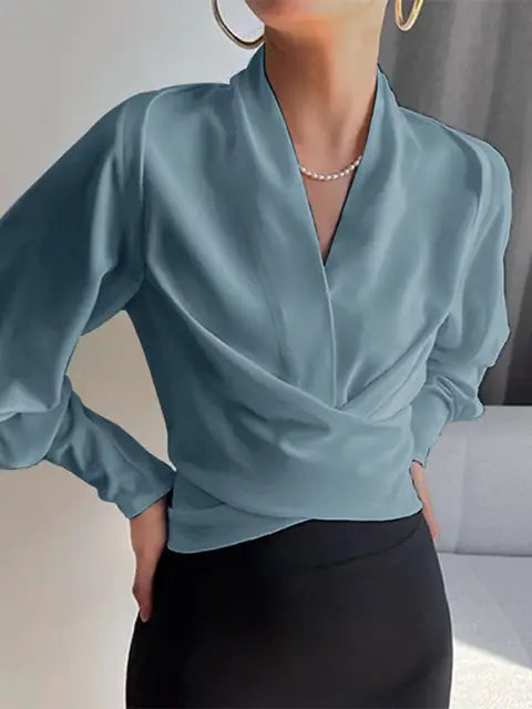 Ida | Blus Dam V-ringad Draperad