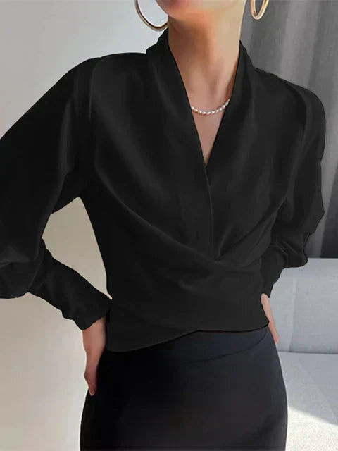 Ida | Blus Dam V-ringad Draperad