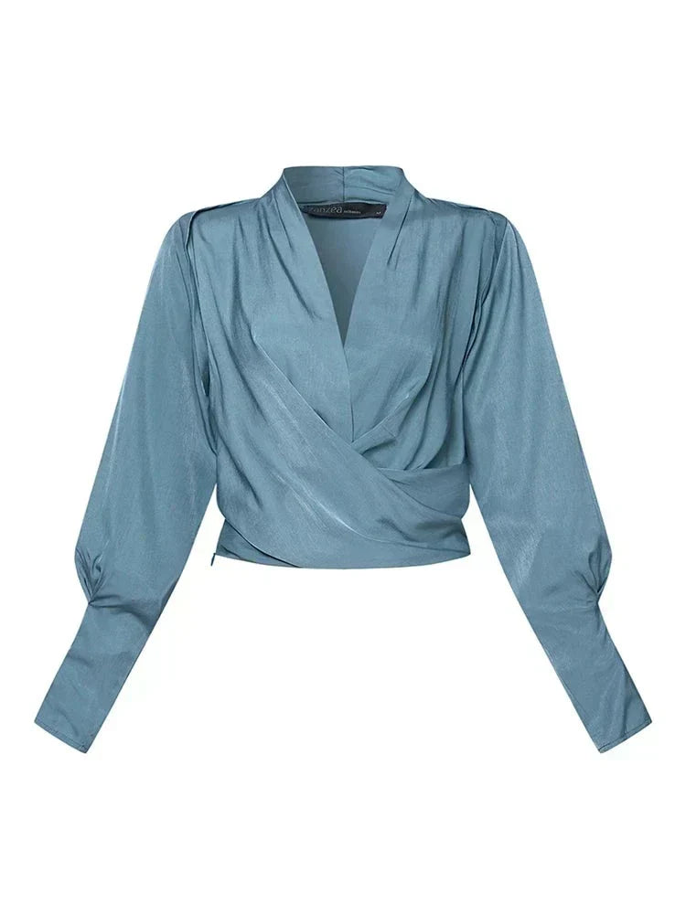 Ida | Blus Dam V-ringad Draperad