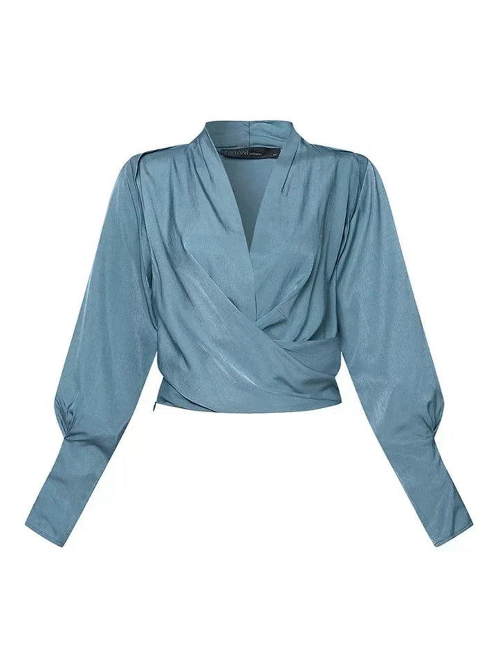 Ida | Blus Dam V-ringad Draperad