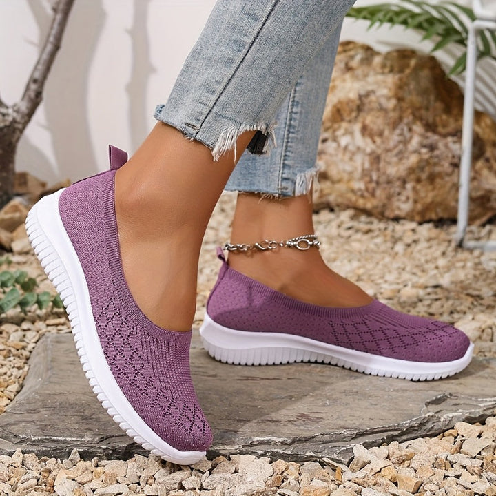 Elena | Slip-On Skor Dam Med Stickad Ovandel