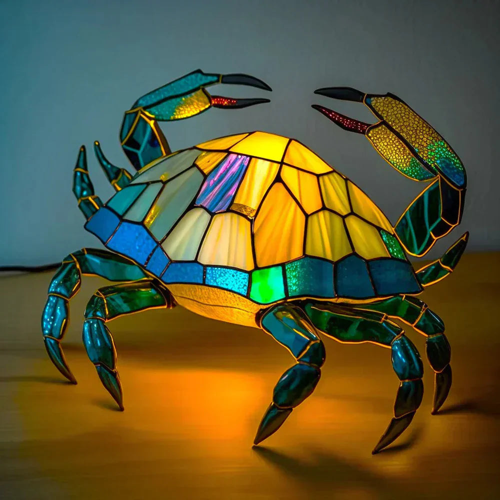 Dekorativ Djurinspirerad Glaskonstlampa Med Färgat Glas