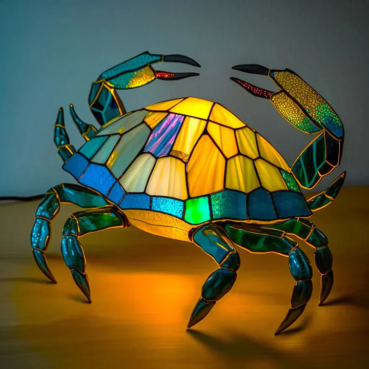 Dekorativ Djurinspirerad Glaskonstlampa Med Färgat Glas