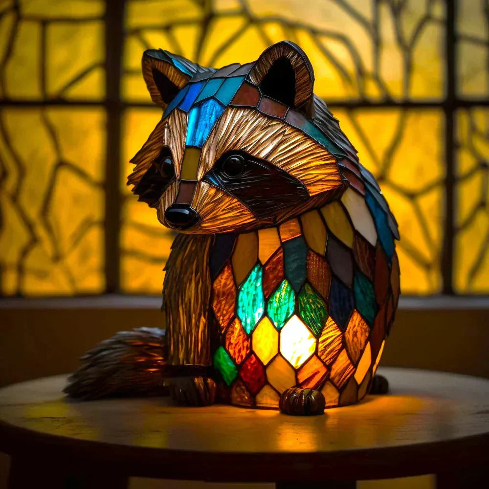 Dekorativ Djurinspirerad Glaskonstlampa Med Färgat Glas