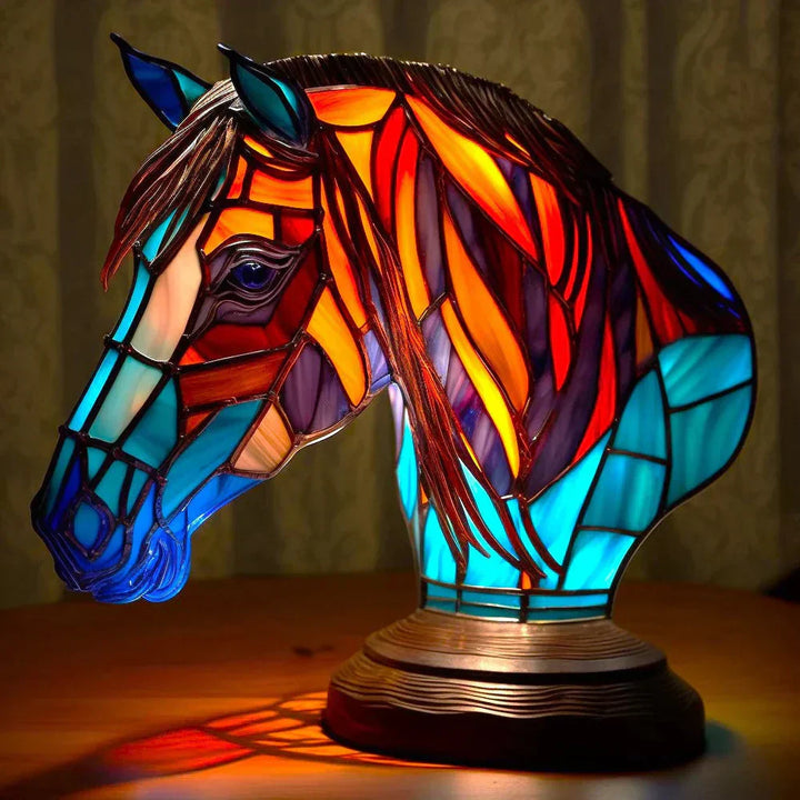Dekorativ Djurinspirerad Glaskonstlampa Med Färgat Glas