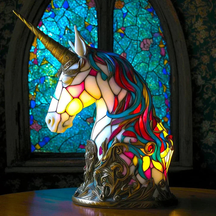 Dekorativ Djurinspirerad Glaskonstlampa Med Färgat Glas