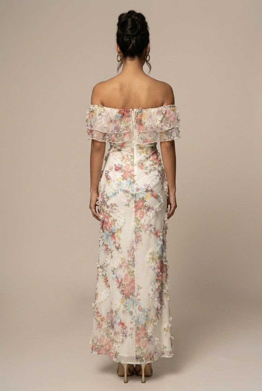 Valentina | Blommig Off Shoulder Maxiklänning Dam